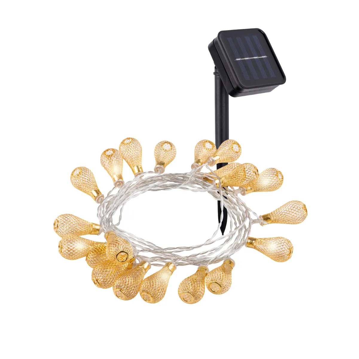 Ghirlandă ССГ „Mărgele” pe panou solar, 4 m, 20 LED, galben, IP54, TDM