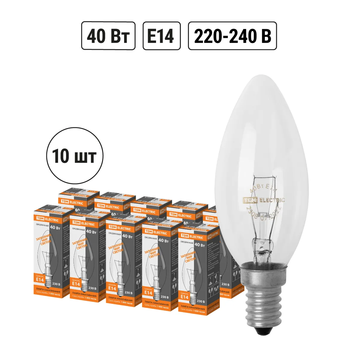 Lampa cu incandescentă „Bec transparent” 40 W-230 V-E14 TDM
