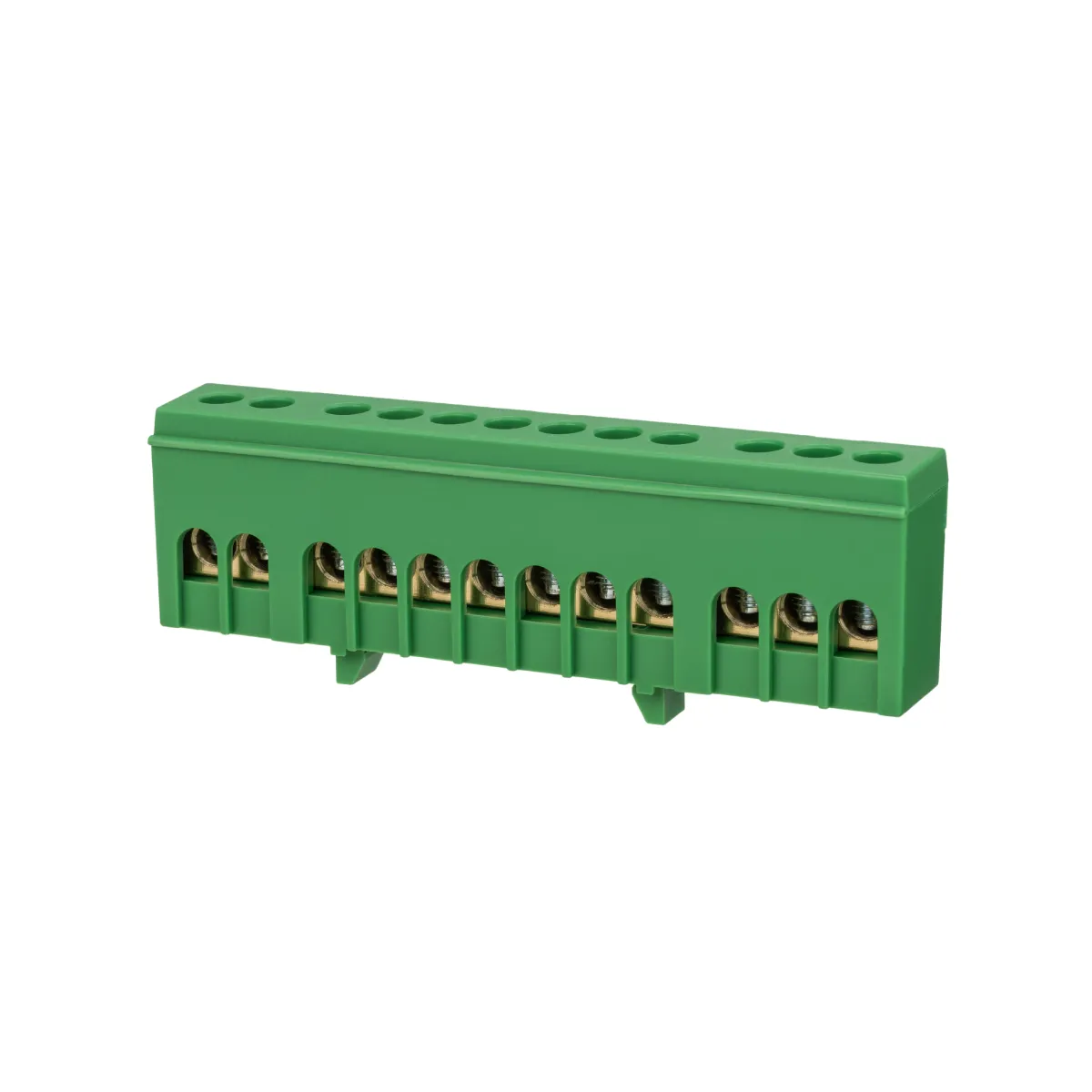 Șină "N" neutră în izolator verde pe șină DIN 6x9mm 12 grupuri TDM