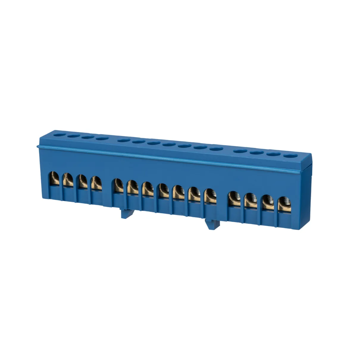 Șină "N" nulă în izolator albastru pe șină DIN 6x9mm 15 grupuri TDM