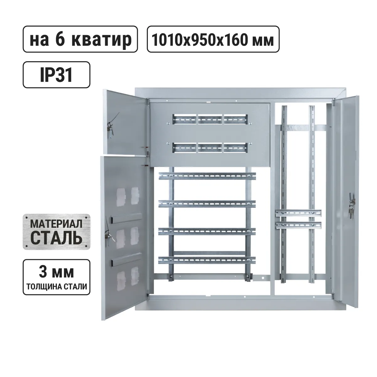 Корпус щита этажного 6 кв. модификация3 Народный (1010х950х160)(SQ0905-1340)