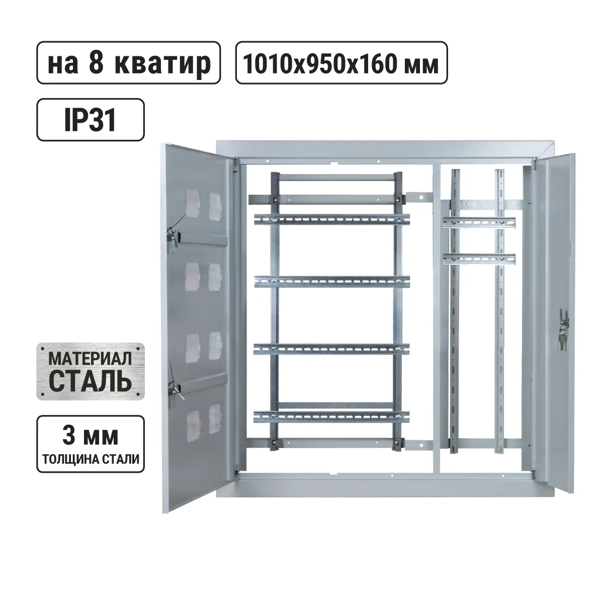 Корпус щита этажного 8 кв. модификация3 Народный (1010х950х160)