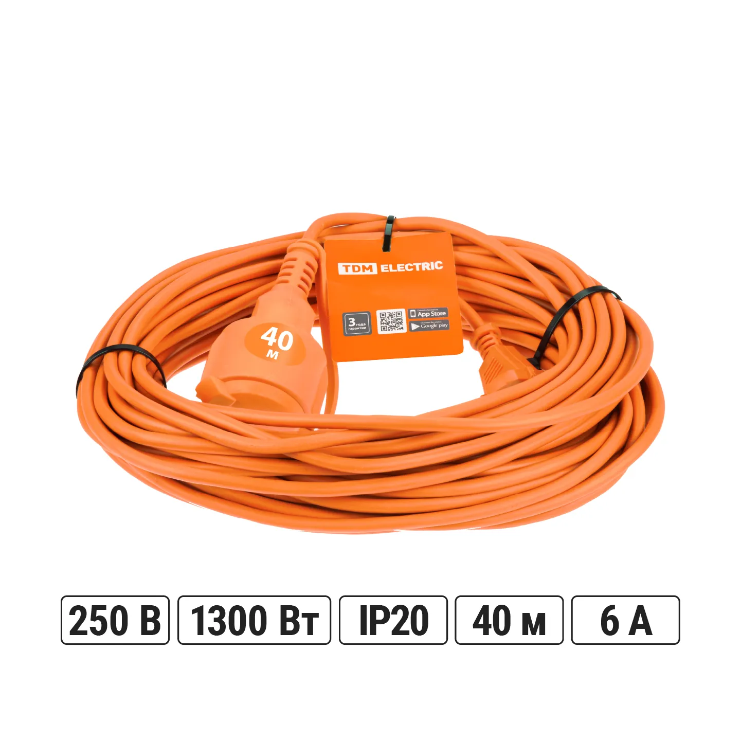 Prelungitor-cablu de alimentare УШ6 TDM (priză ștepș, 40m ПВС 2x0,75)