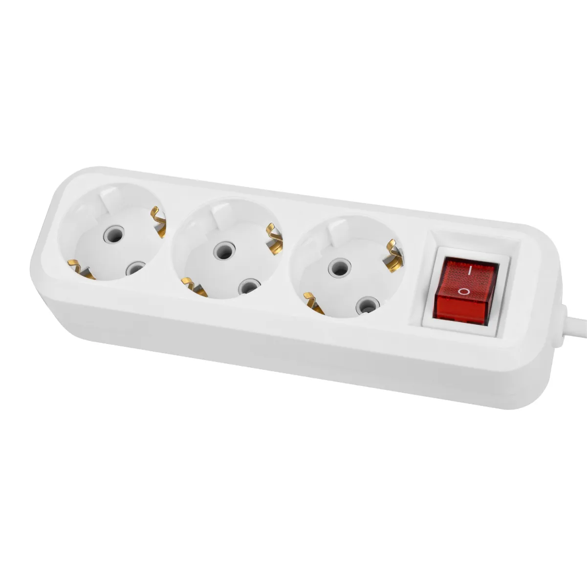 Prelungitor 3 prize, 5 metri, cu/ împământare, cu oprire, 16 A, 3680 W, alb, НАРОДНЫЙ