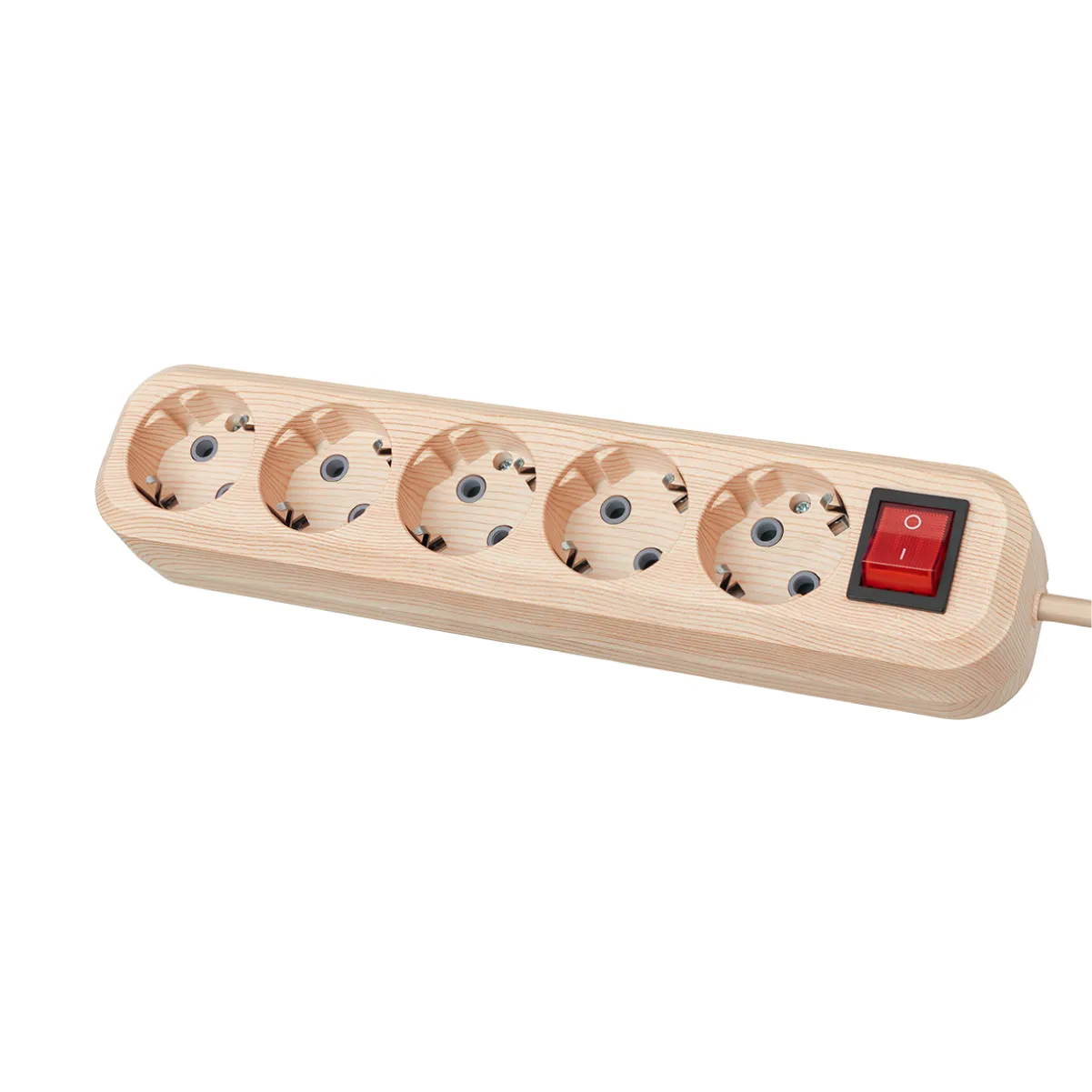 Prelungitor casnic У05В cu întrerupător, 5 prize, 5 metri,2P+3, ПВС 3х1мм2 "Эко" (pin) 16А/250В TDM