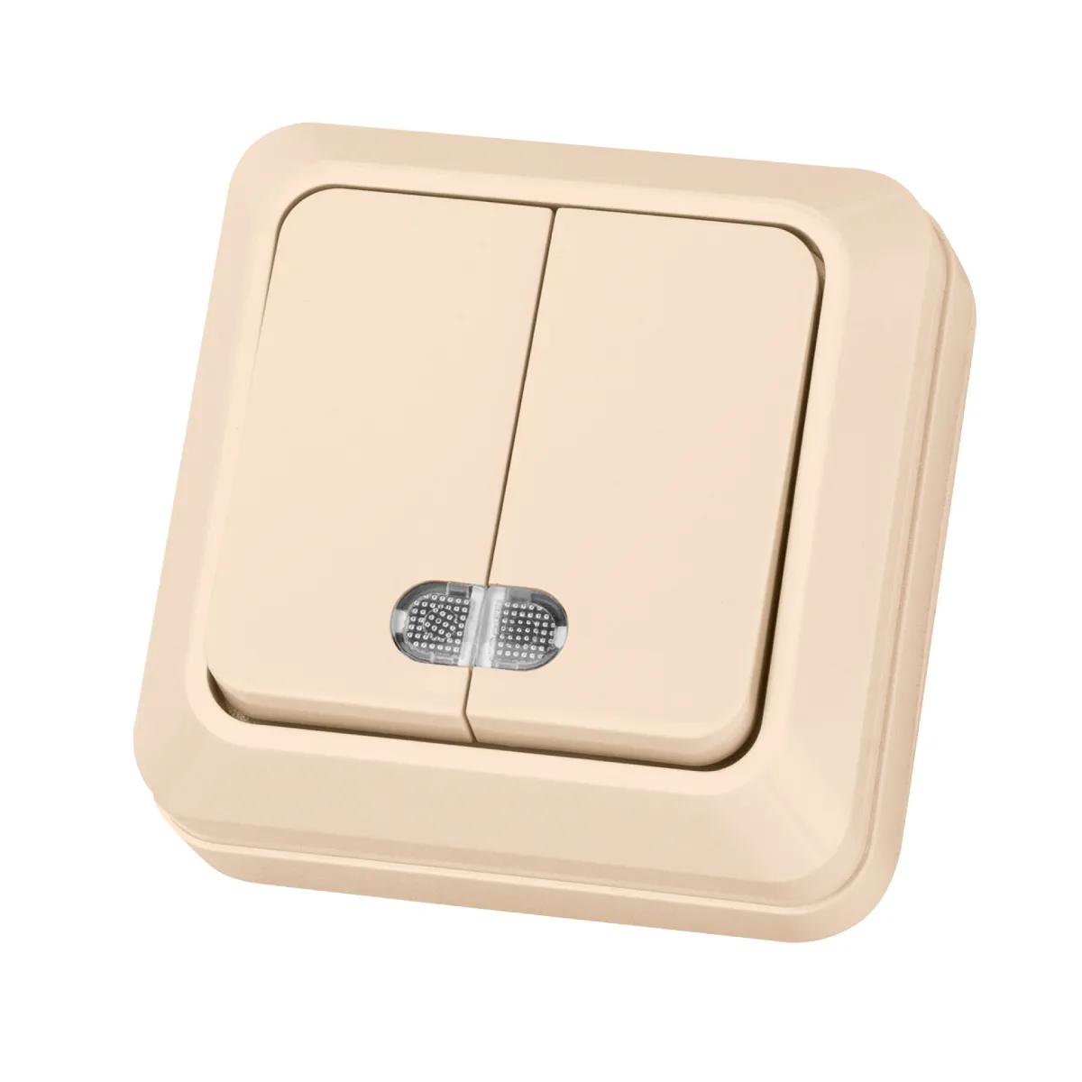 Opritor 2-cl. instalare deschisă cu iluminare IP20 10A, fildeș "Ladoga" TDM
