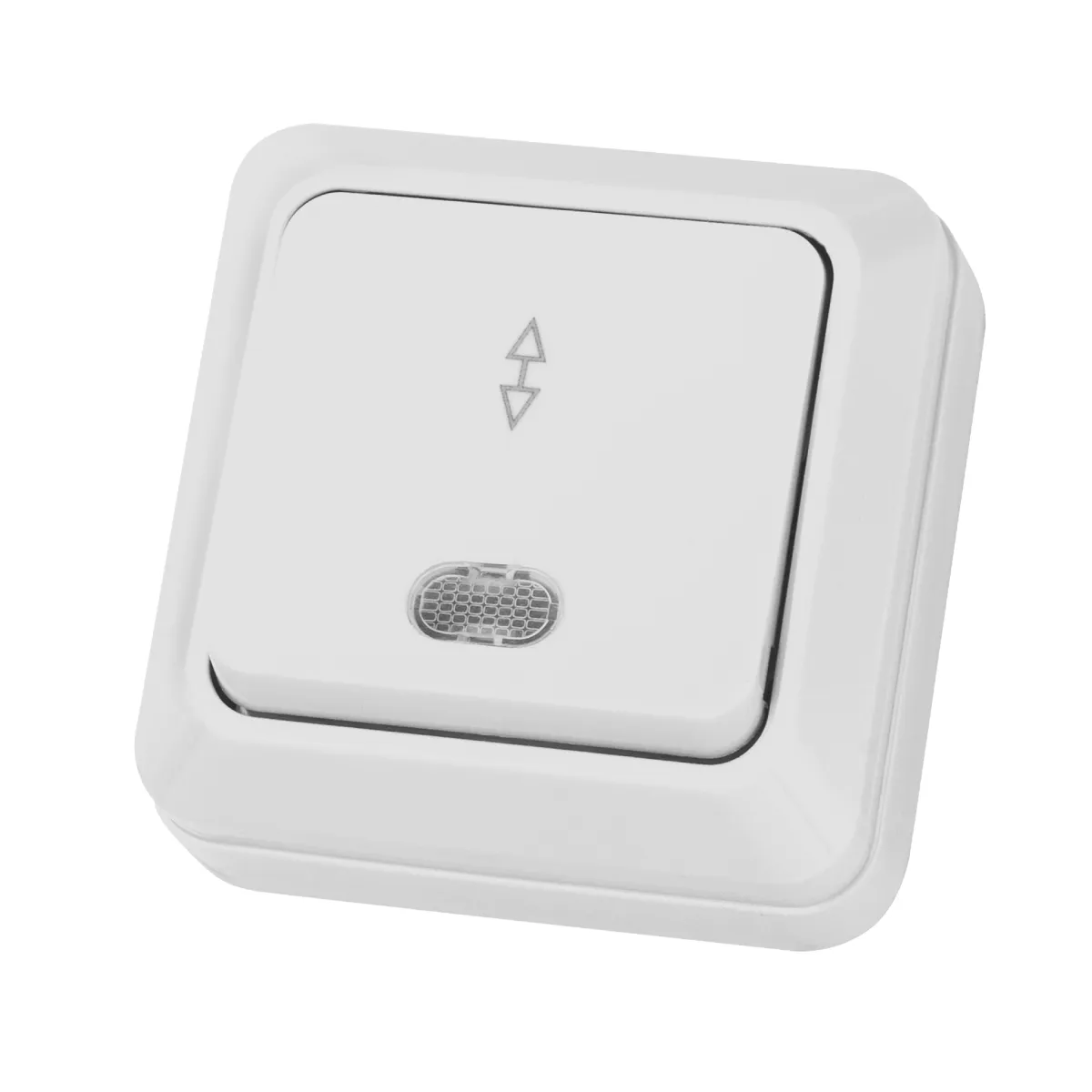 Comutator pe 2 direcții 1-circuit de montaj deschis cu iluminare IP20 10A, alb "Ladoga" TDM