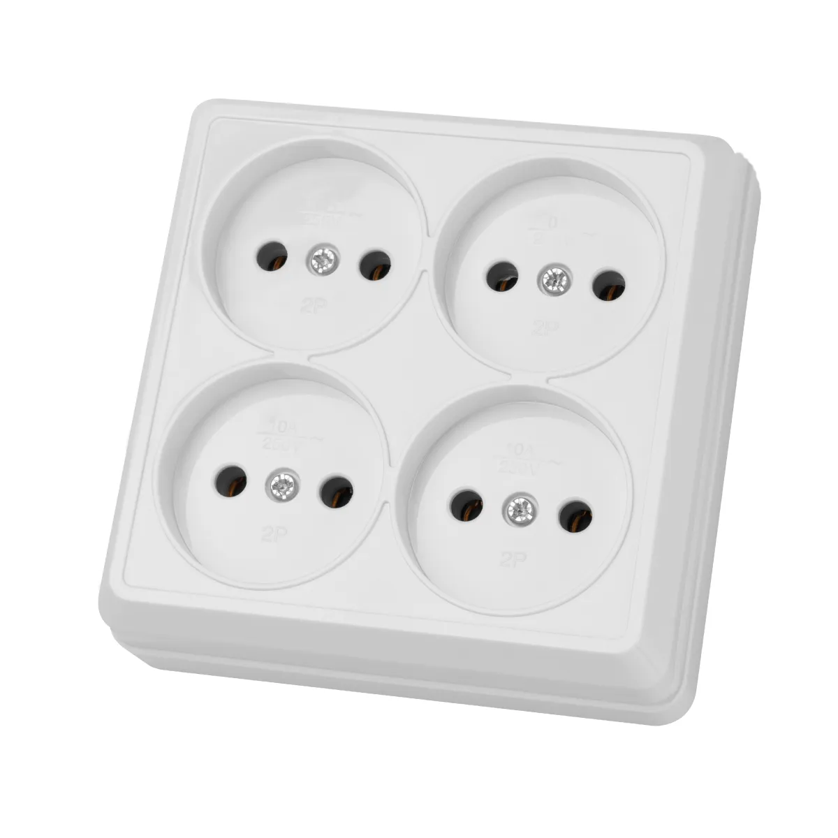 Розетка четырехместная 2П открытой установки IP20 10A белая "Ладога" TDM(SQ1801-0120)
