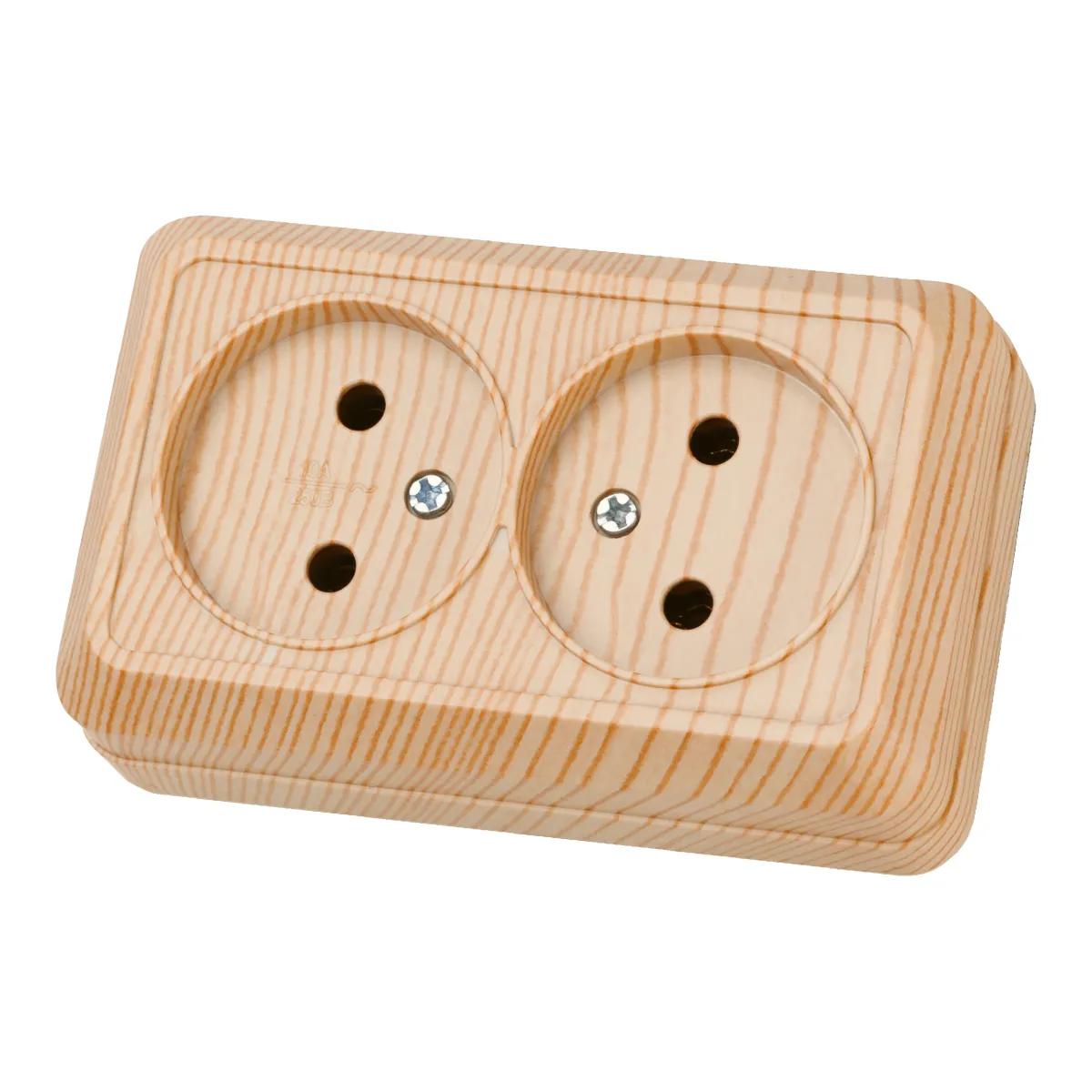 Розетка двойная 2П открытой установки IP20 10А 250В (керамика) сосна "Ладога" TDM(SQ1801-0412)