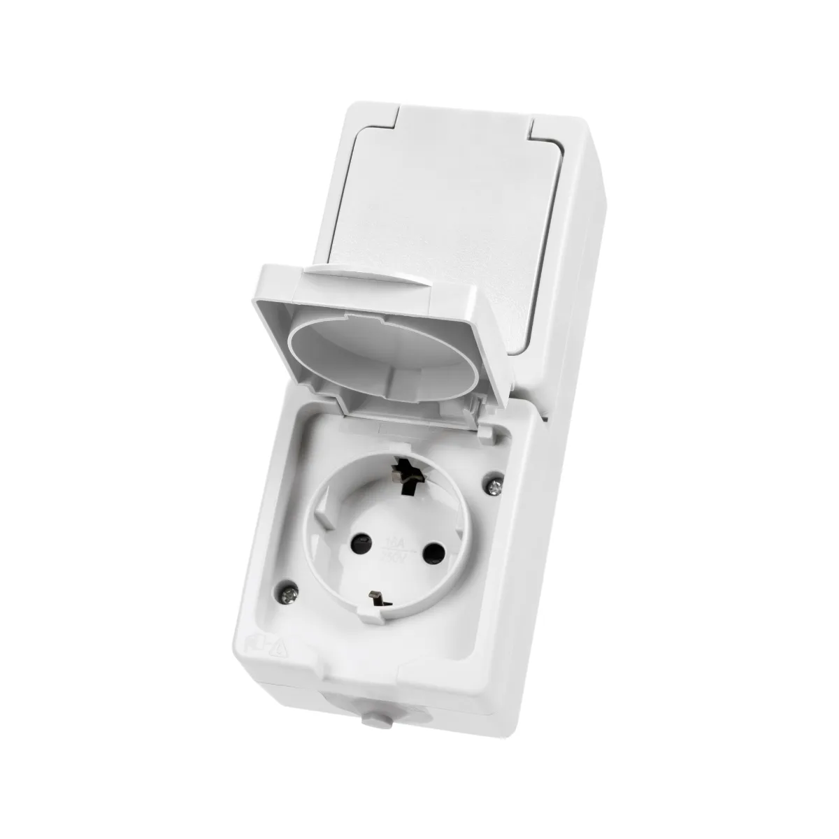 Priză dublă 2P+Z (verticală) de montaj deschis IP54 16A albă "Vuoksa" TDM