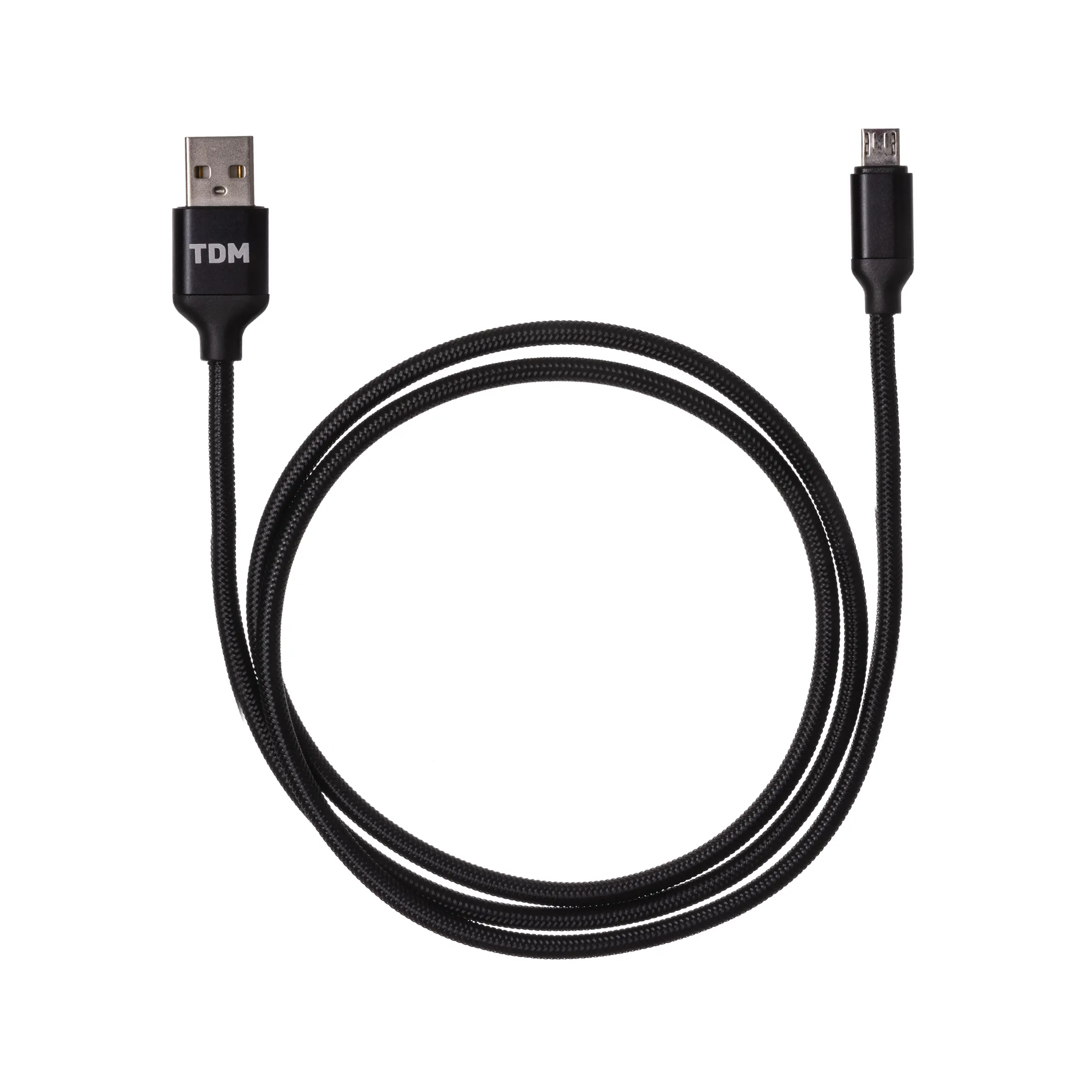 Дата-кабель, ДК 7, USB - micro USB, 1 м, тканева оплетка, чорний, TDM