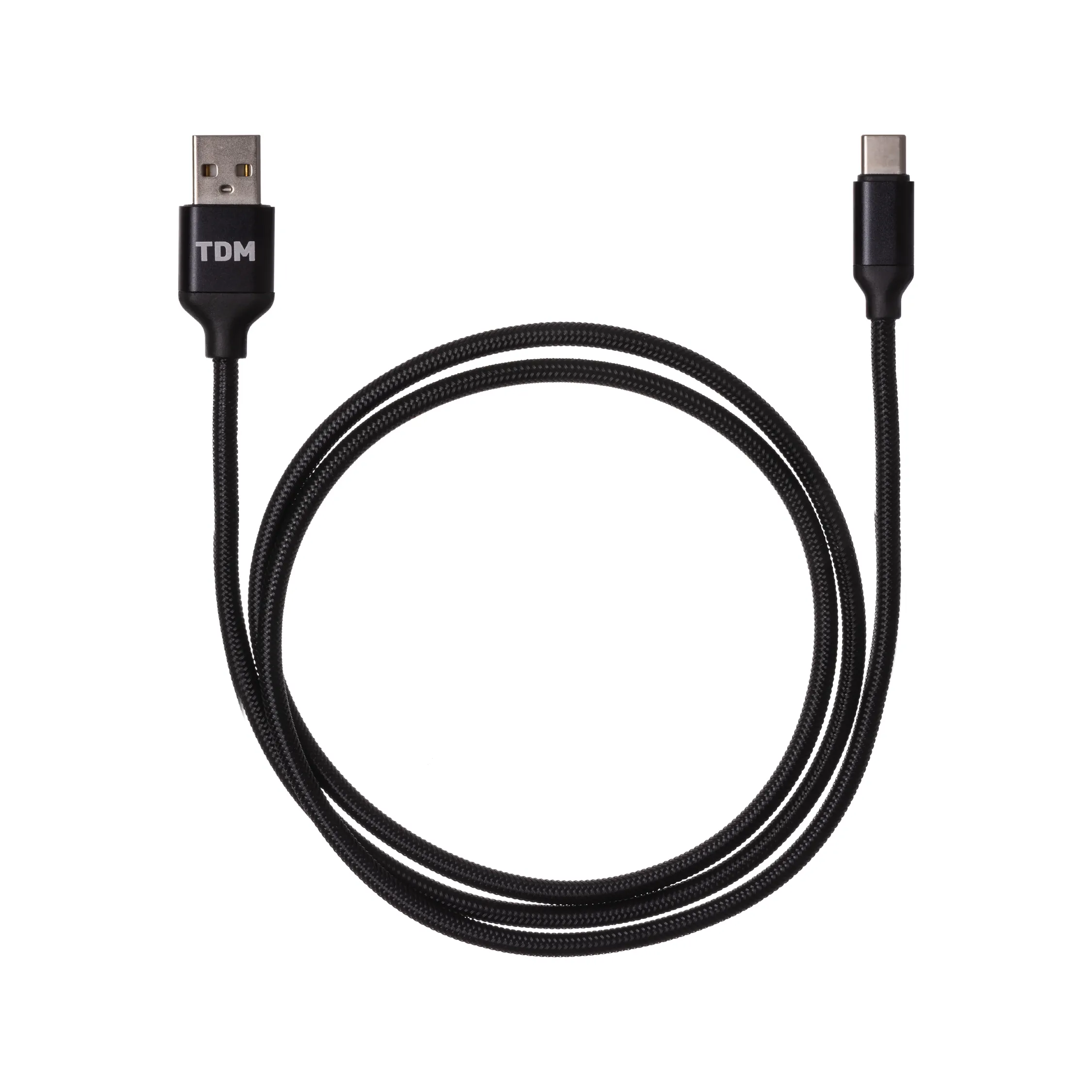 Дата-кабель, ДК 8, USB - USB Type-C, 1 м, тканева оплетка, чорний, TDM