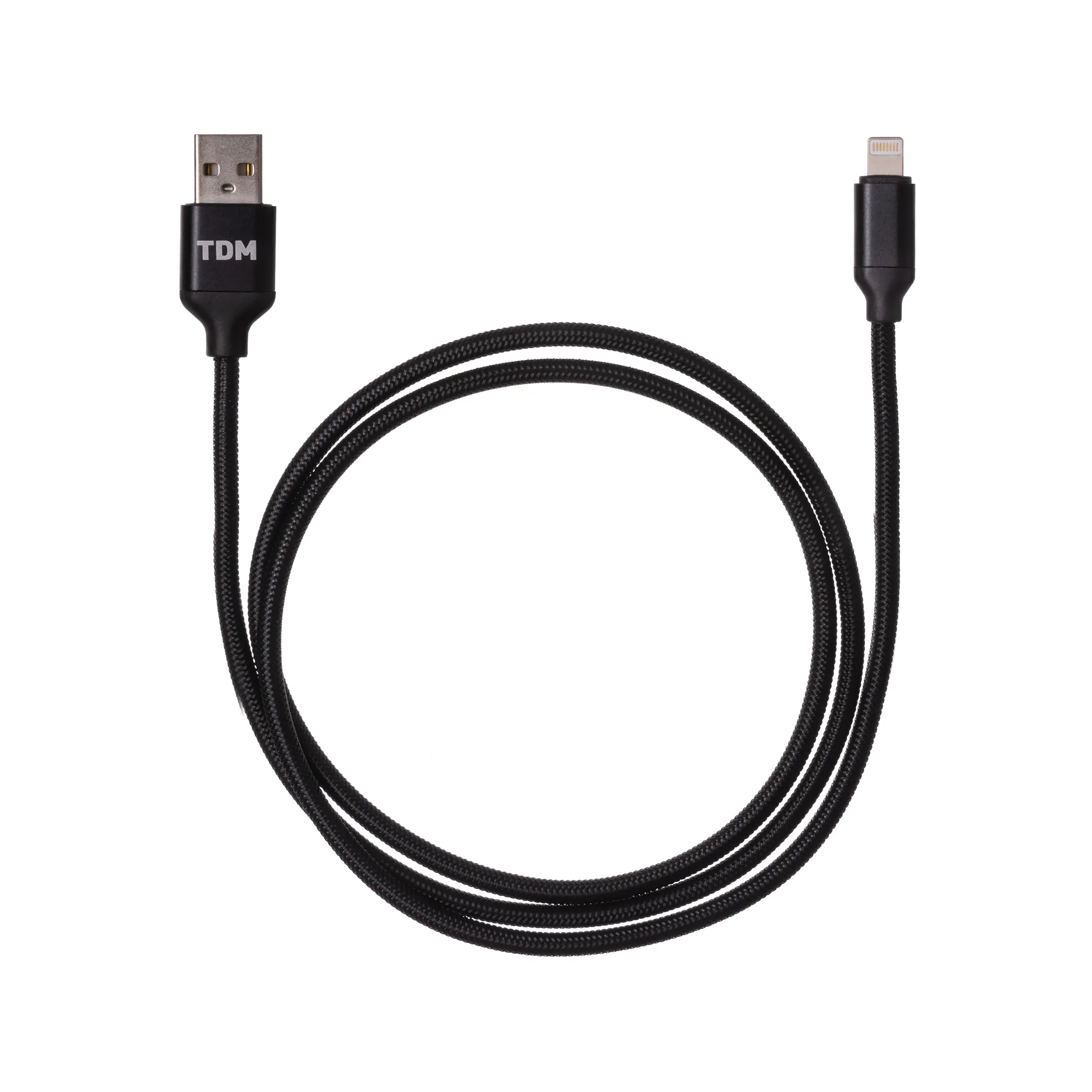 Cablu de date, DK 9, USB - Lightning, 1 m, înveliș din material textil, negru, TDM