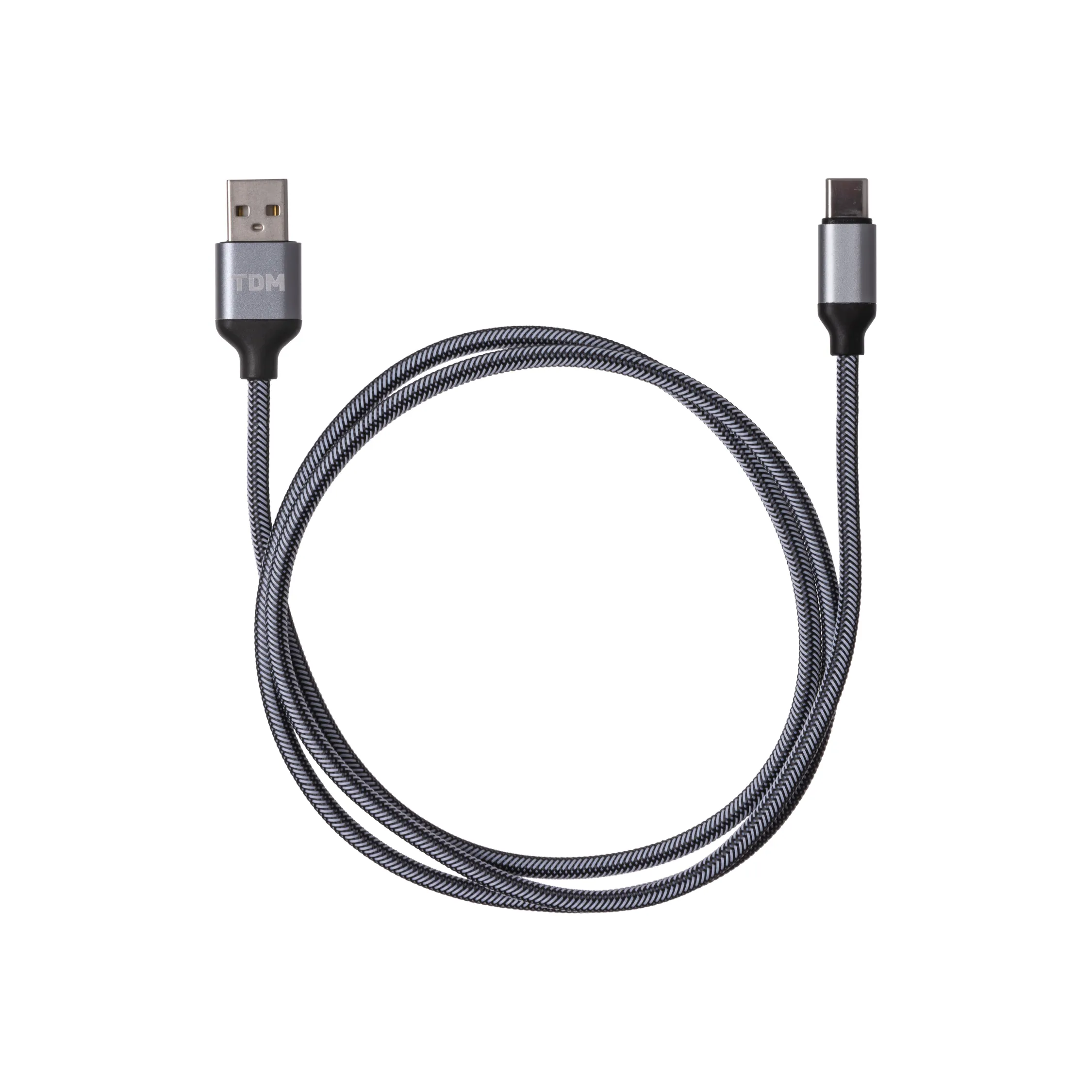 Дата-кабель, ДК 11, USB - USB Type-C, 1 м, тканинна оплетка, сірий, TDM