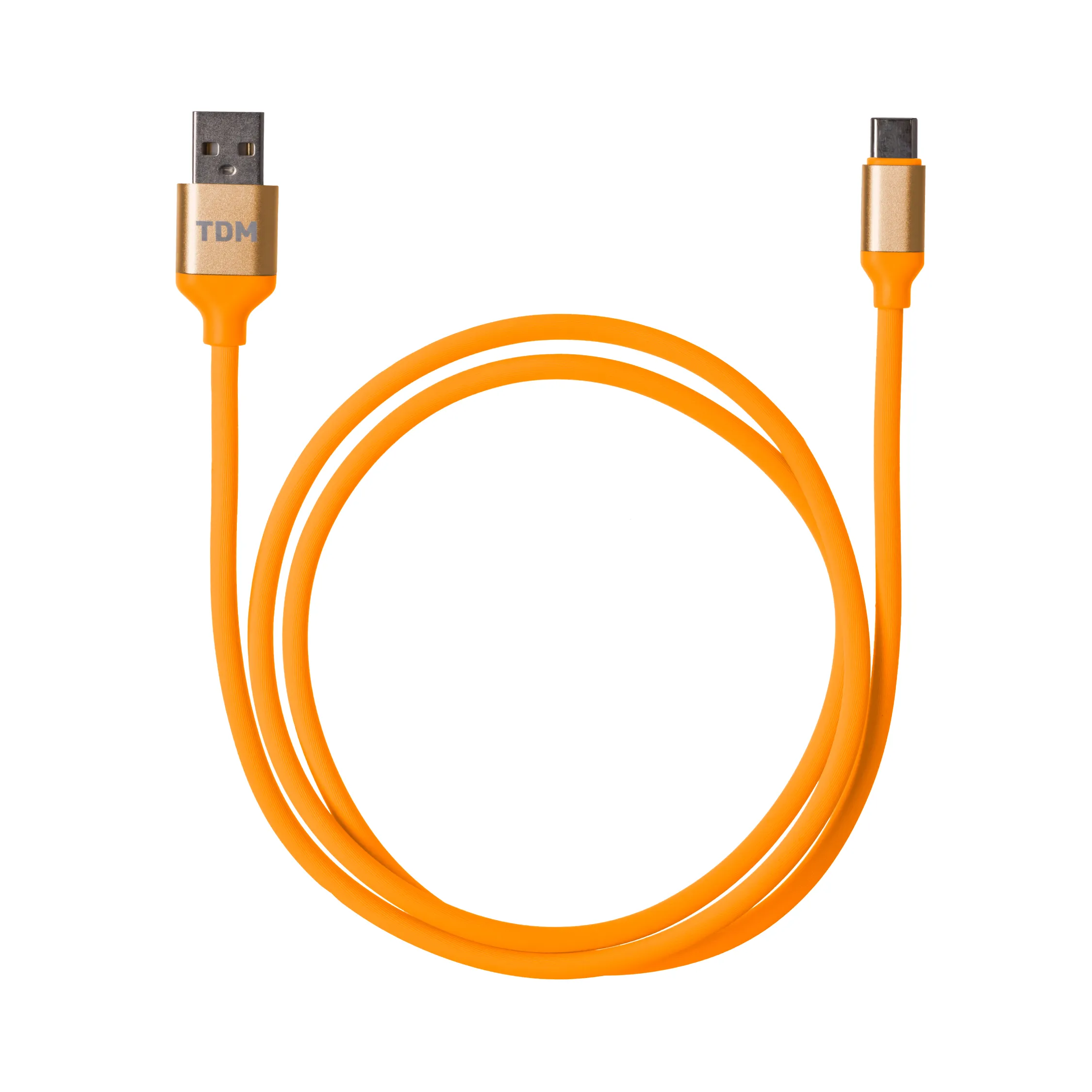 Дата-кабель, ДК 14, USB - USB Type-C, 1 м, силіконова оплетка, оранжевий, TDM
