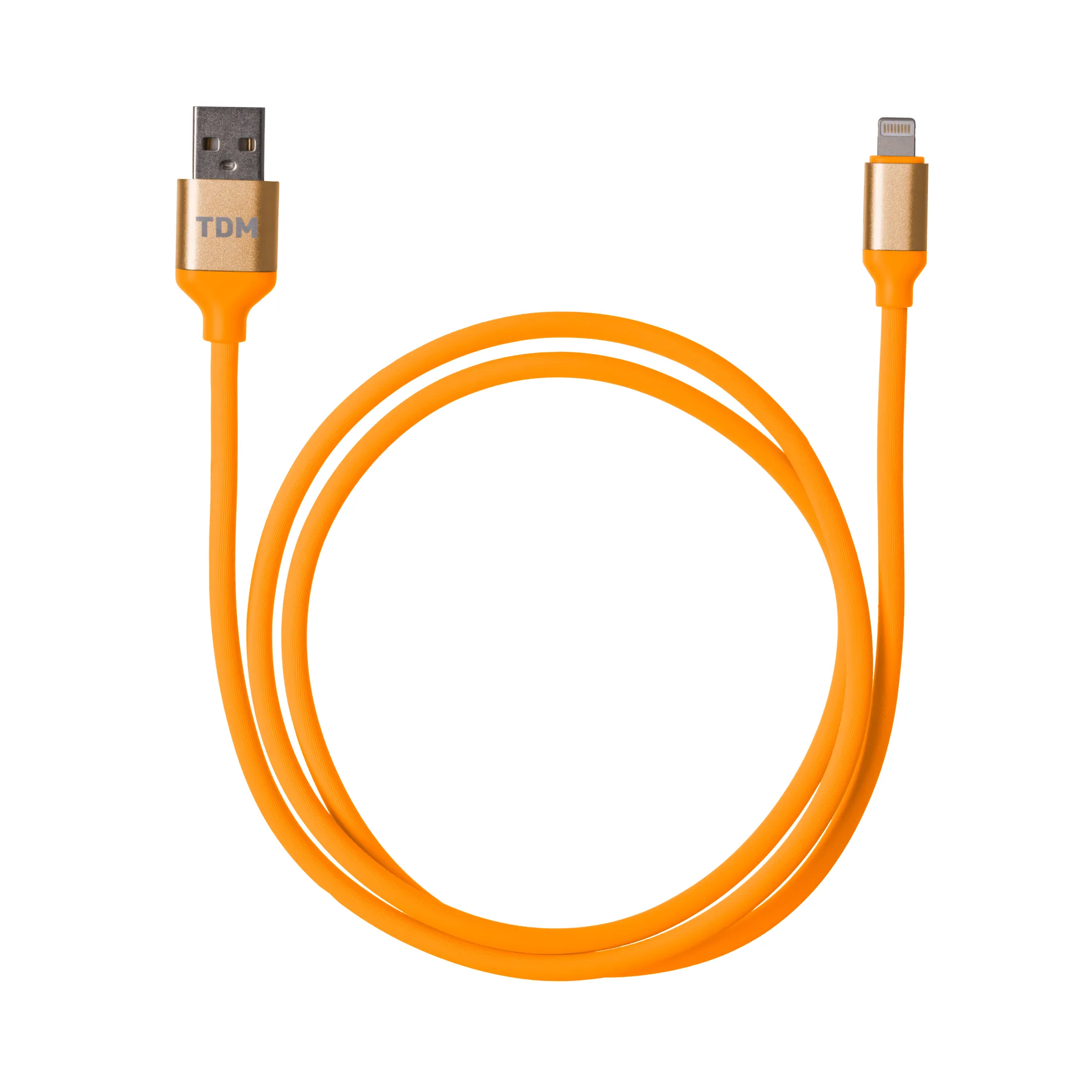 Дата-кабель, ДК 15, USB - Lightning, 1 м, силіконова оплетка, оранжевий, TDM