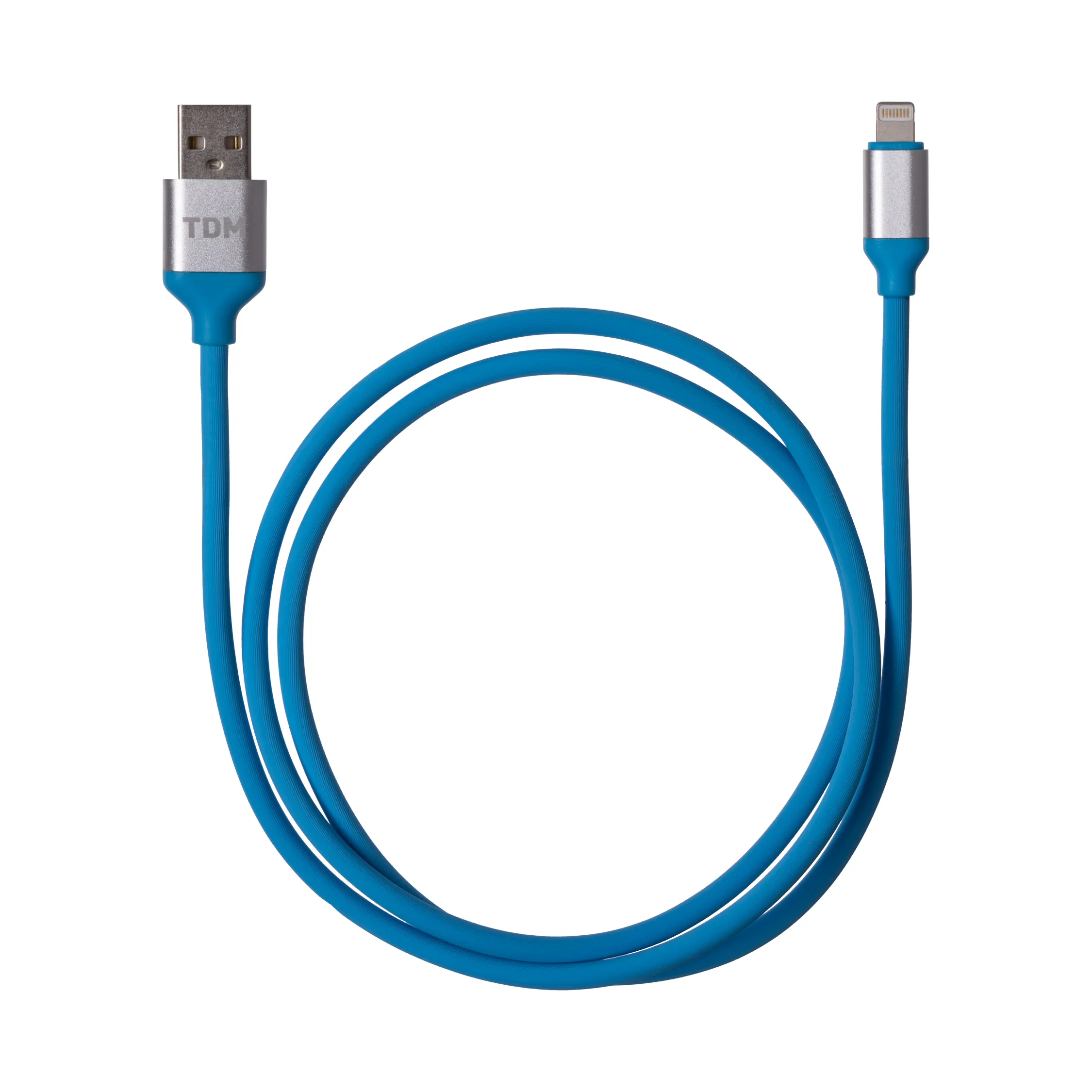 Cablu data, DK 18, USB - Lightning, 1 m, împletitură din silicon, albastru deschis, TDM