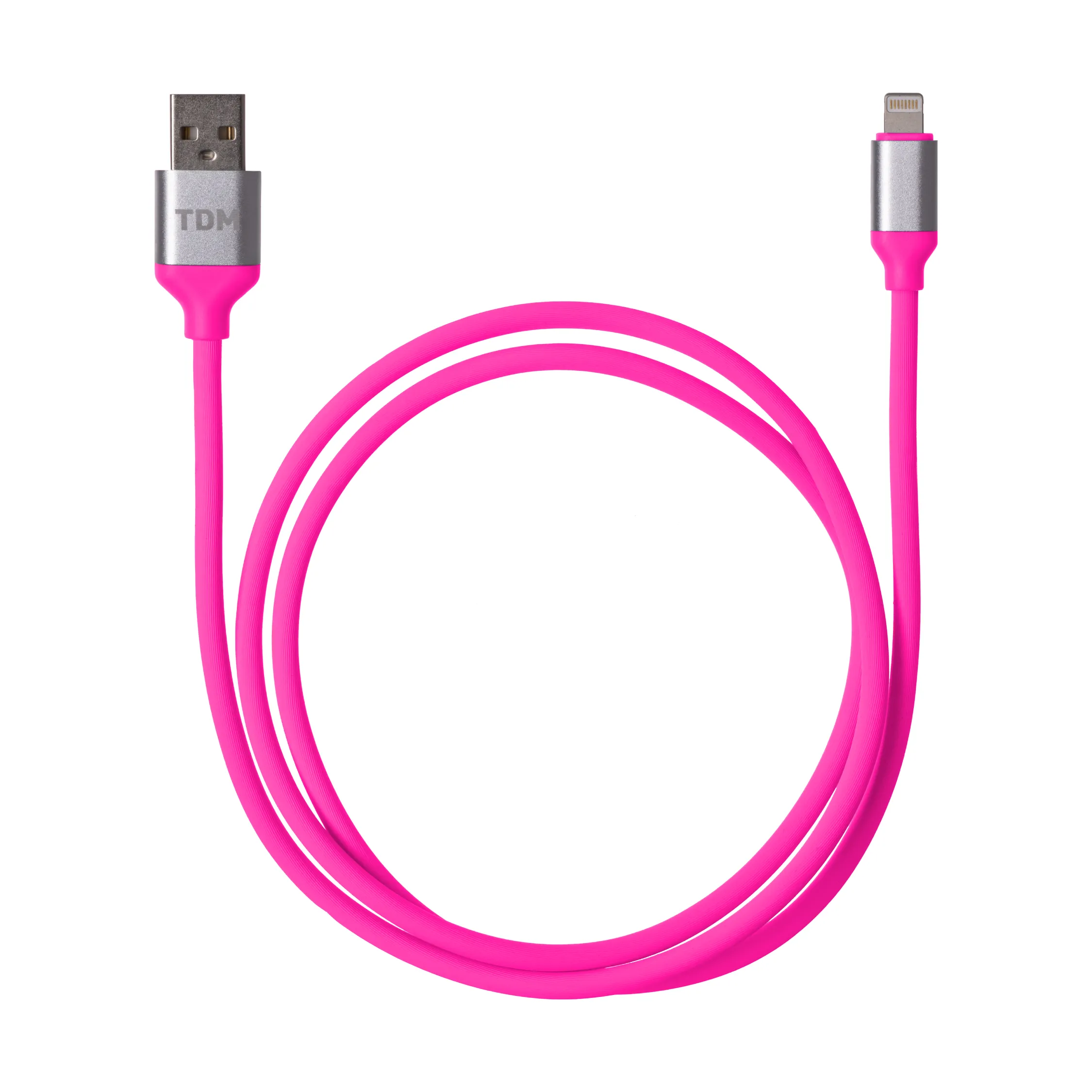 Дата-кабель, ДК 21, USB - Lightning, 1 м, силиконовая оплетка, розовый, TDM(SQ1810-0321)
