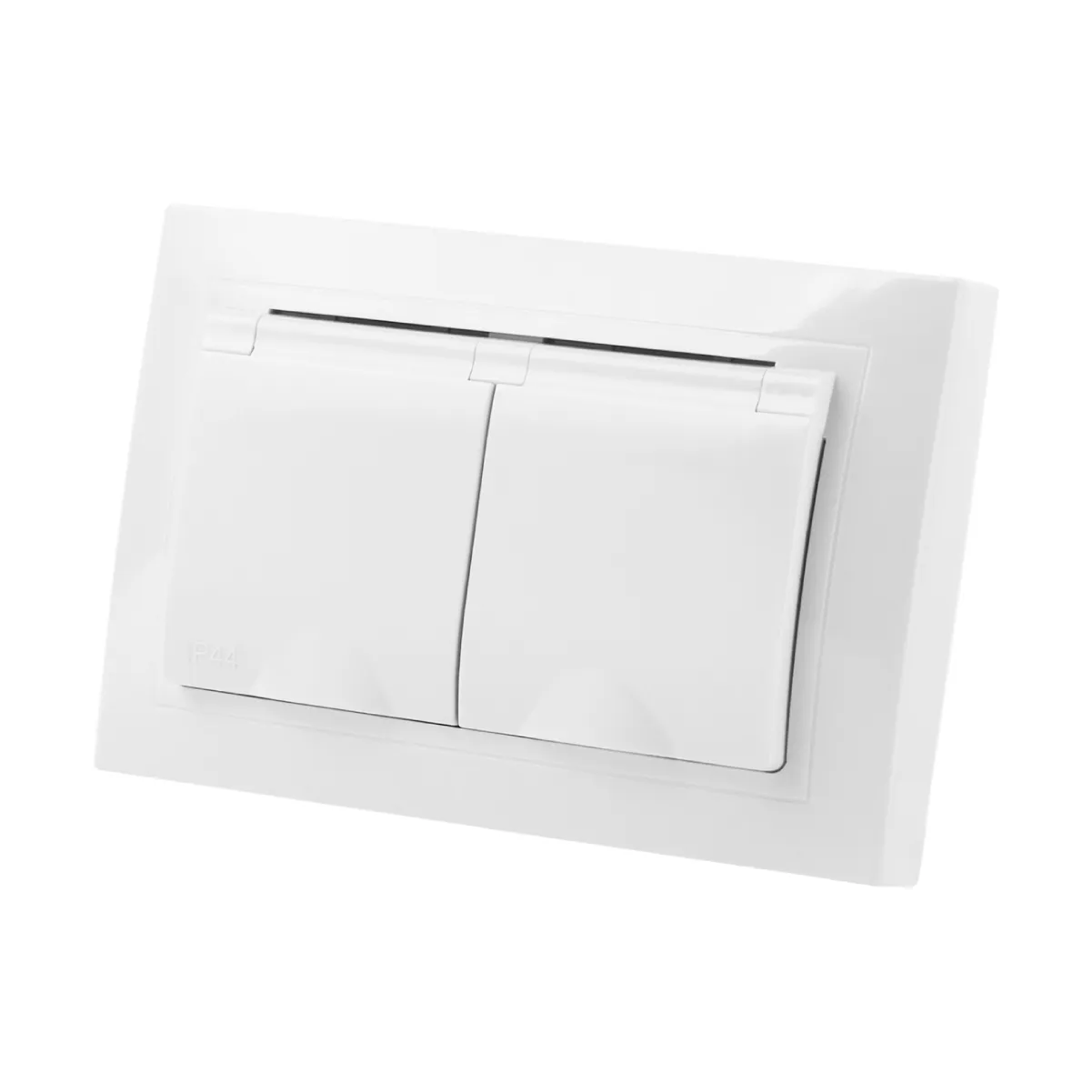 Priză dublă 2P+Z cu protecție și capac 16A 250V IP44 (bază plastic) alb "Таймыр" TDM
