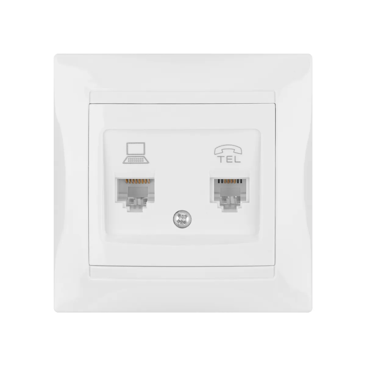 Розетка телефонная RJ11 + компьютерная RJ45 белая "Лама" TDM(SQ1815-0019)