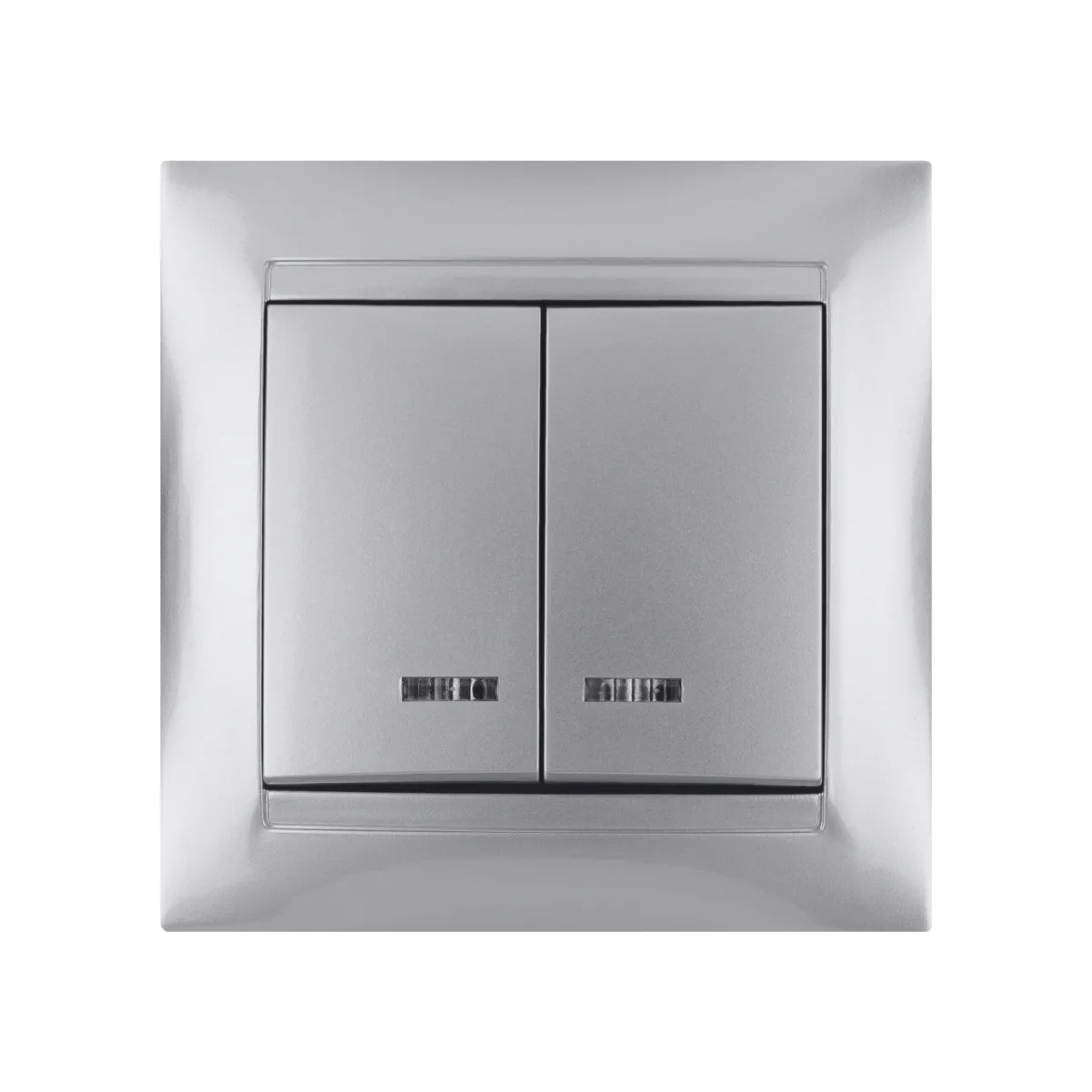 Comutator 2 cl. cu iluminare 10A argintiu metalic "Лама" TDM
