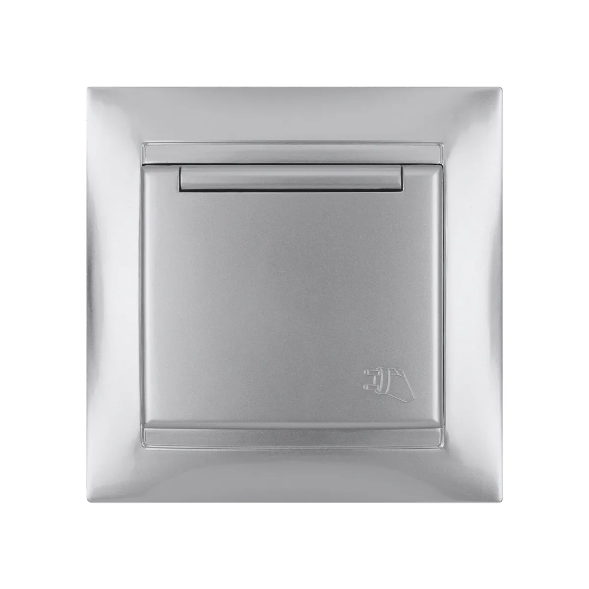 Priză 2P+Z 16A 250V IP44 cu capac argintiu metalic "Lama" TDM