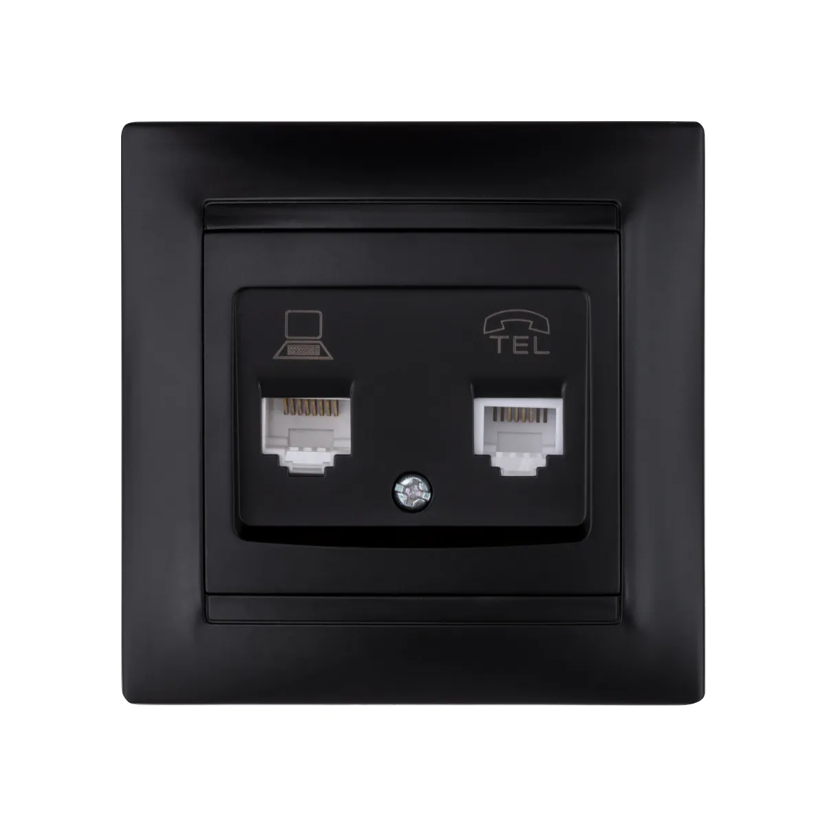 Розетка телефонна RJ11 + комп'ютерна RJ45 графіт "Лама" TDM