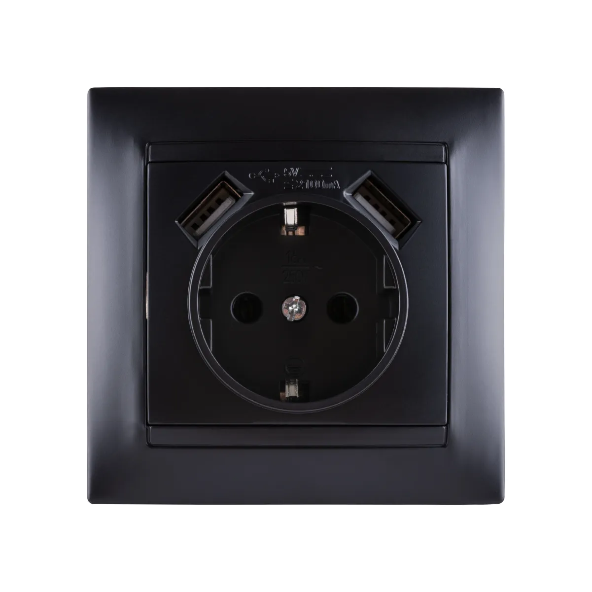 Priză 2P+Z 16A 250V + 2 porturi USB 2,1A 5V grafit "Lama" TDM