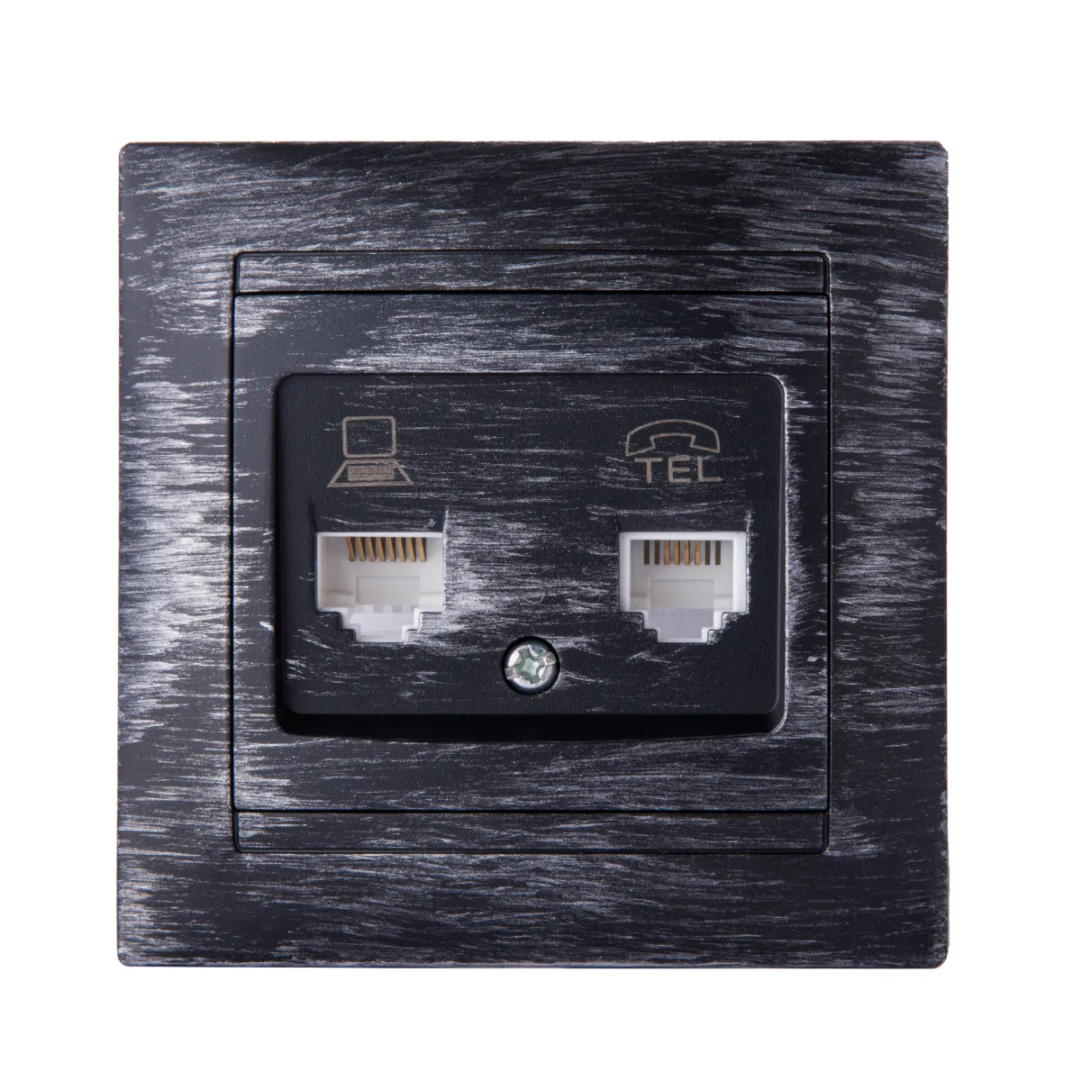Priză telefonică RJ11 + computer RJ45 argint antic "Lama" TDM