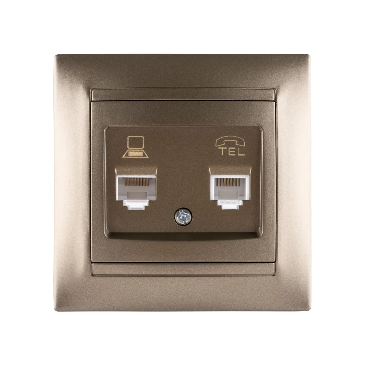 Priză telefonică RJ11 + de rețea RJ45 bronz "Лама" TDM