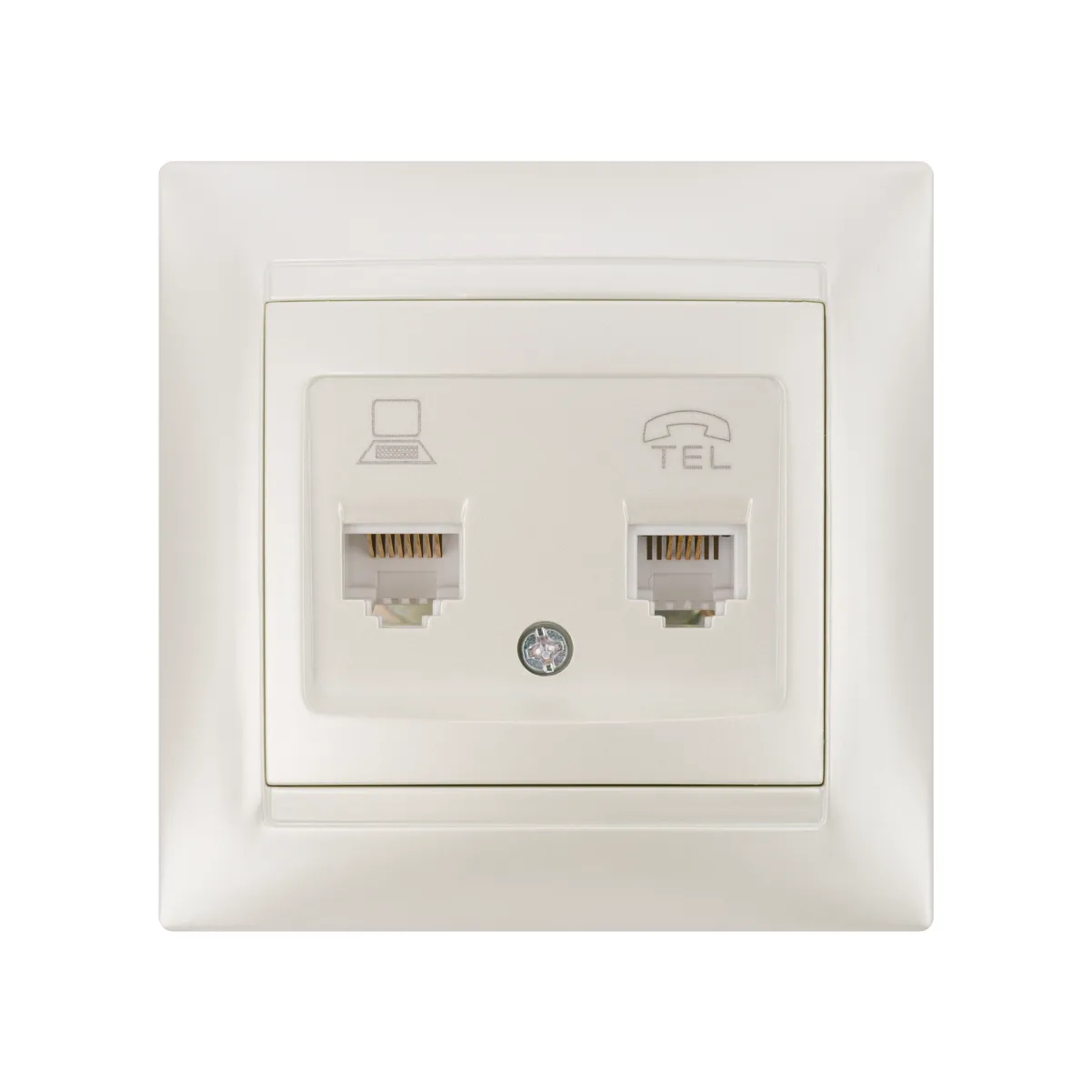 Priză telefon RJ11 + computer RJ45 perlamă "Лама" TDM