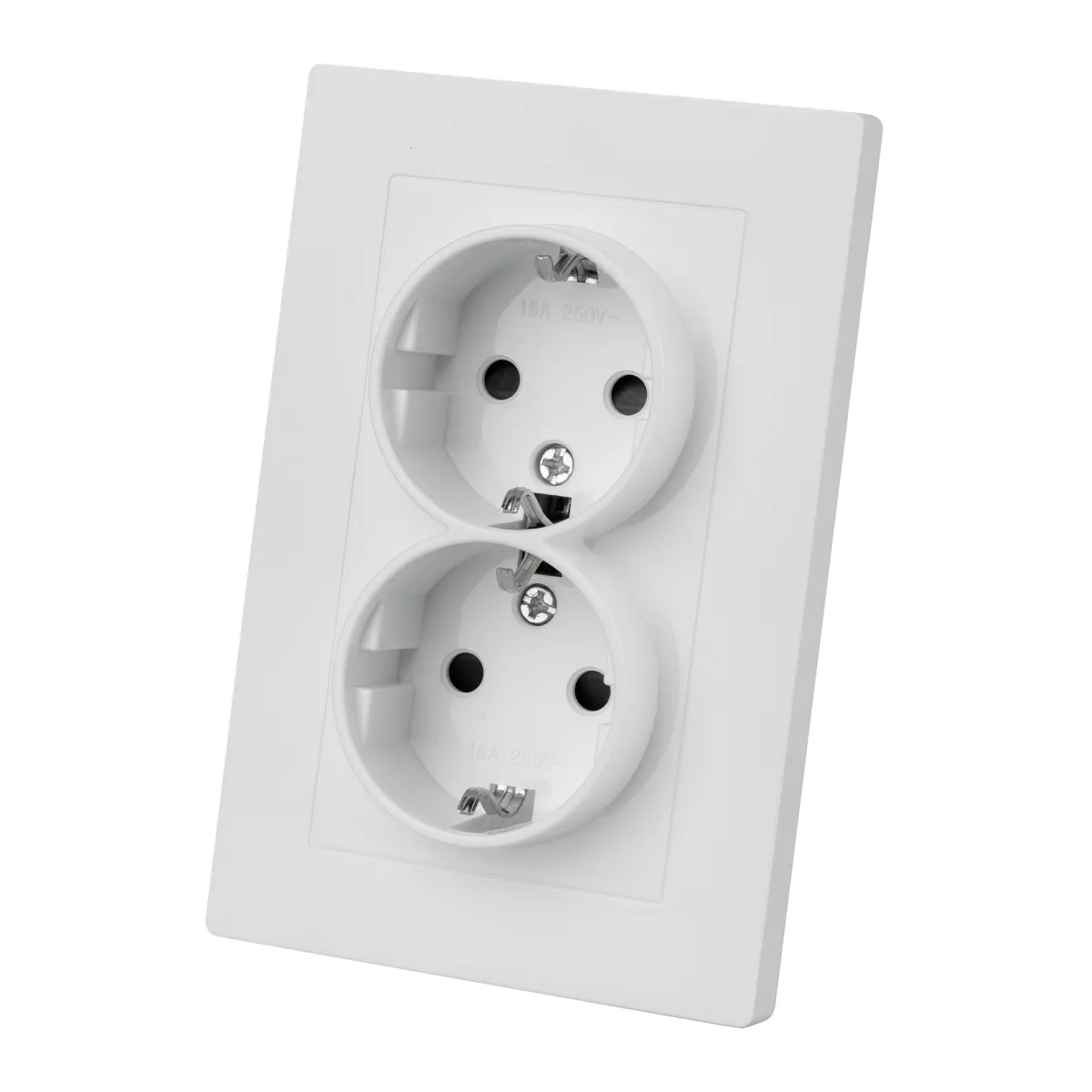 Priză dublă 2P+Z 16A 250V cu protecție de știft alb "Senez" TDM