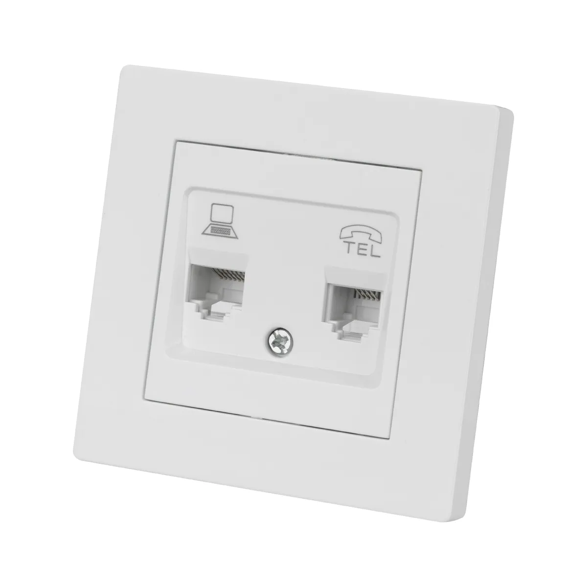 Розетка телефонна RJ11 + комп'ютерна RJ45 біла "Сенеж" TDM