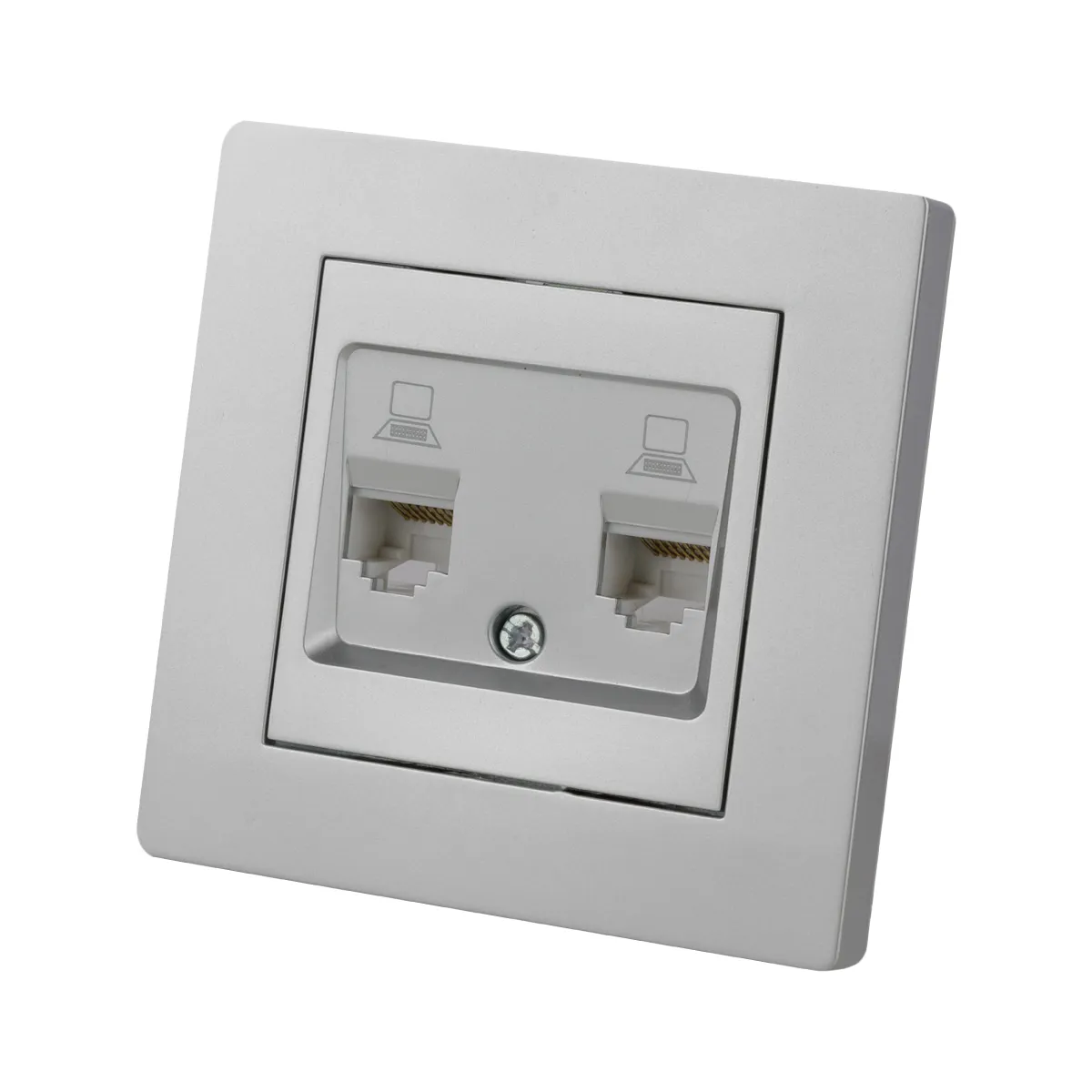 Priză computer dublă RJ45 argintiu metalic "Senez" TDM
