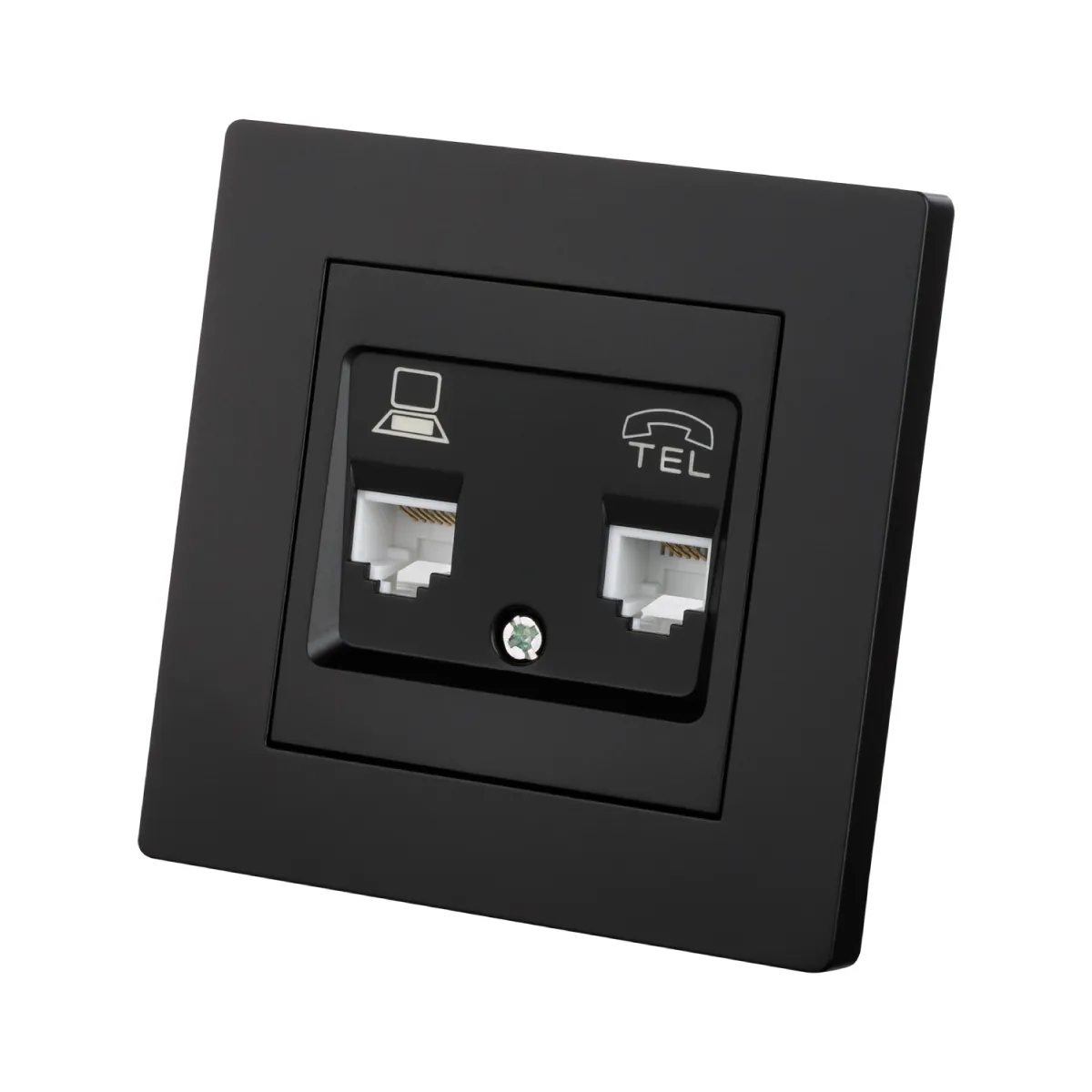 Розетка телефонная RJ11 + компьютерная RJ45 черная "Сенеж" TDM