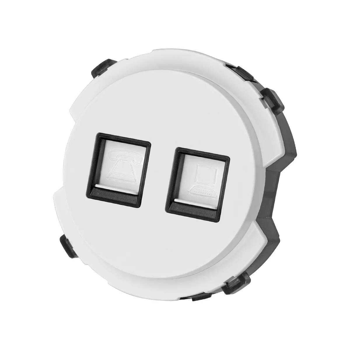 Розетка телефонная RJ11 + компьютерная RJ45 белая, "Байкал" TDM