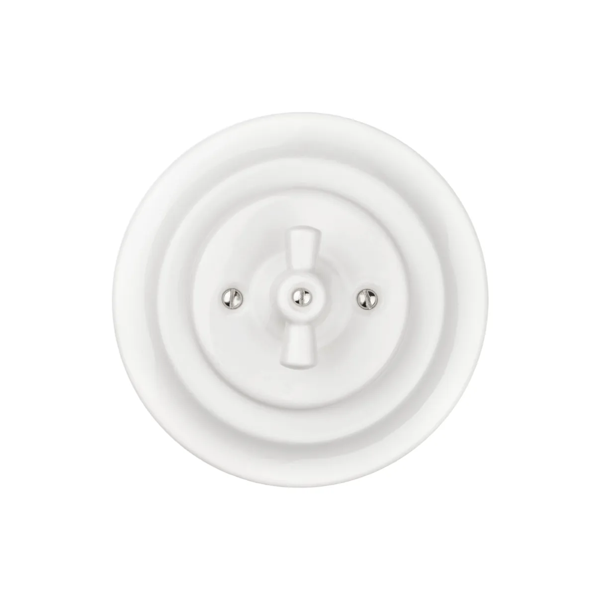Comutator ascuns din ceramică rotativ trecător cu mâner (fluture) 10A alb „Bolon” T