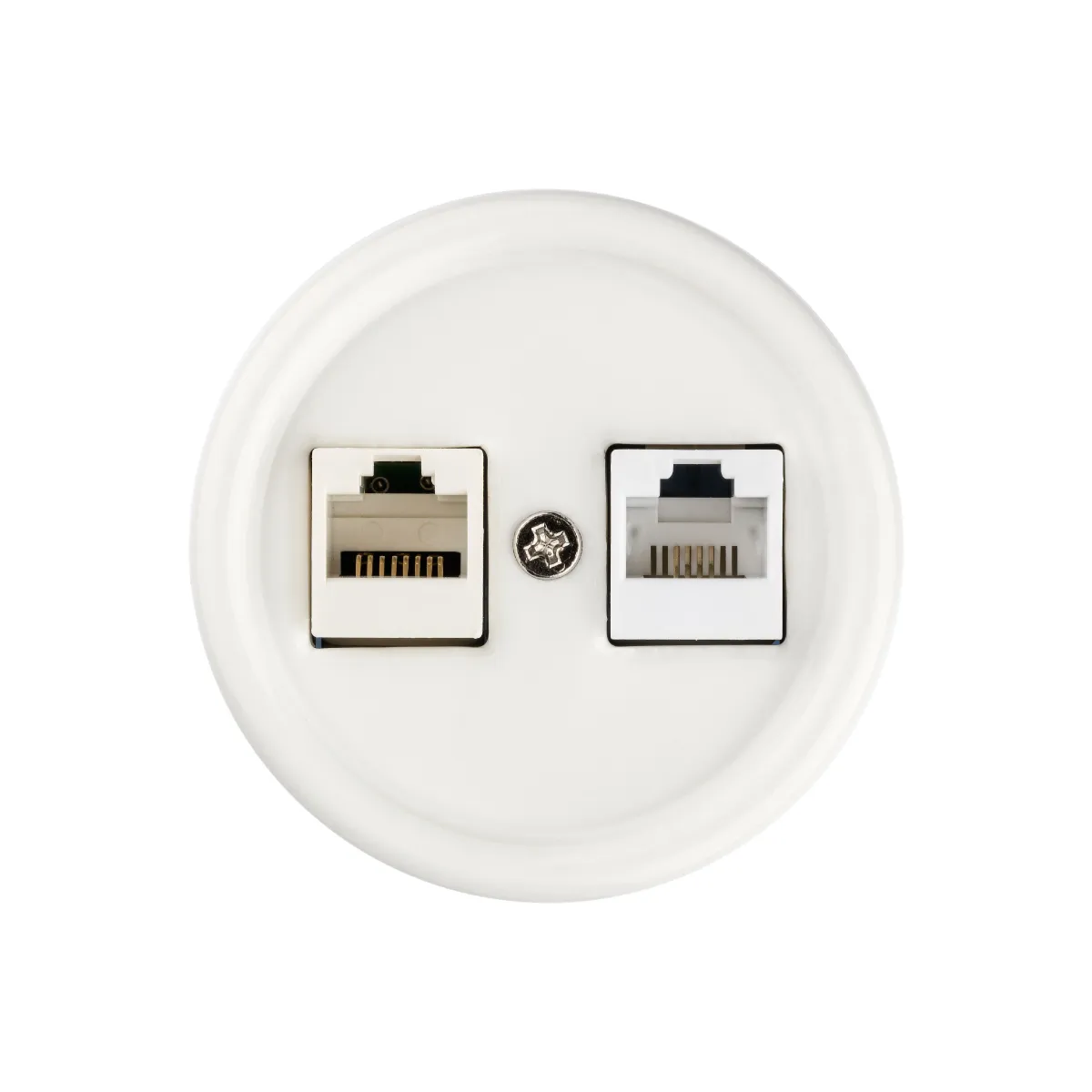 Розетка телефонная RJ11 + компьютерная RJ45 белая «Болонь» TDM(SQ1820-0052)