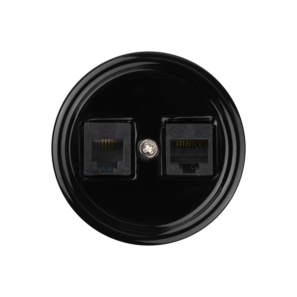 Priză telefon RJ11 + computer RJ45 neagră «Bolon» TDM