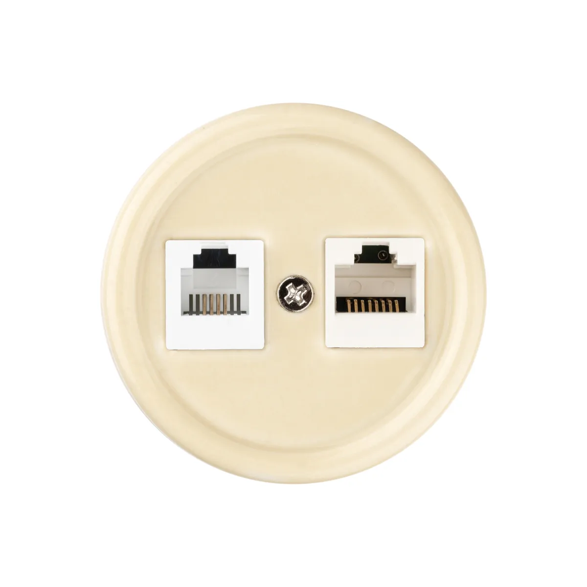 Розетка телефонна RJ11 + комп'ютерна RJ45 сл. кістка «Болонь» TDM