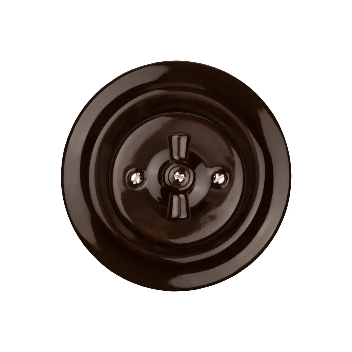 Comutator ascuns din ceramică rotativ cu mâner (fluture) 10A maro „Bolon” TDM