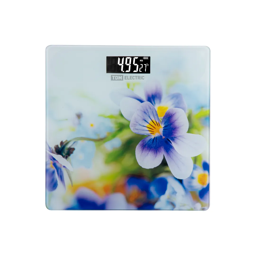 Cântar electronic de podea "Violete", sticlă, diviziune 0,01 kg, max. 180 kg, 28×28 cm, TDM